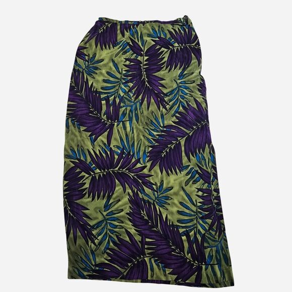 Norton McNaughton | Skirts | 9s Boho Indie Tropical Green Leaves Purple ...